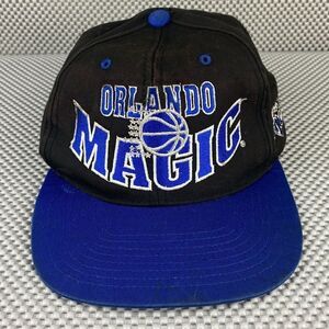 Vintage Grossman NBA 90's Orlando Magic Hat Black Blue Logo Snap Back